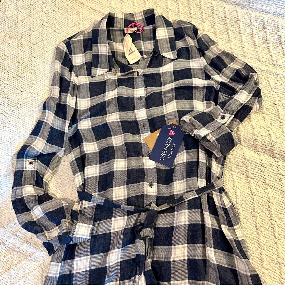Cute and Cozy BNWT Cremieux Heritage Button Down Belted Plaid Dress